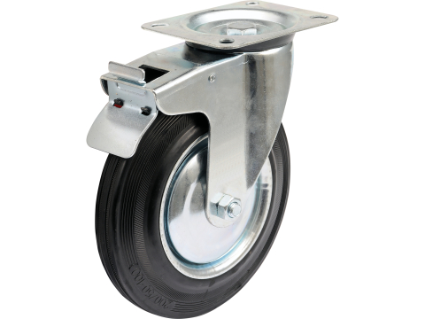 DOUBLE BRAKE SWIVEL CASTER WITH BLACK RUBBER [1]