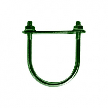 Cleme și Coliere pentru Gard - Set 10 Surub colier tip U rotund pentru prindere Gard Ø 114 mm Verde, RAL6005