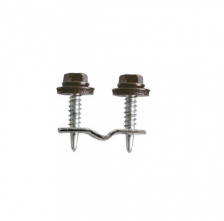 Set 10 Clema fixare policarbonat ZA cu surub Maro RAL8017