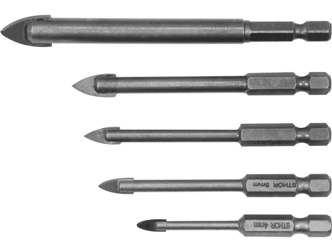 Accesorii si echipamente - 5PCS SET OF GLASS AND TILE DRILLS 4-10MM HEX