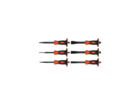 Răngi, dălți și târnăcoape - CHISEL AND PUNCH SET WITH HAND PROTECTION GRIP 6 PCS
