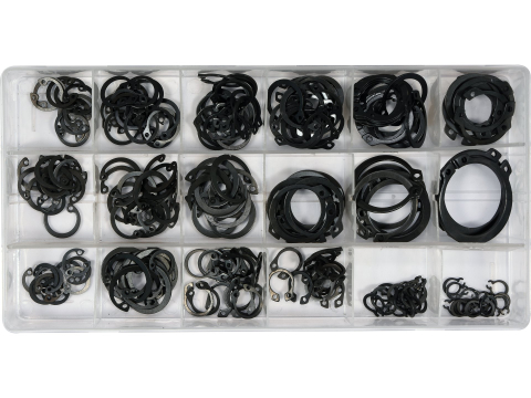 Piese standardizate pentru atelier - 225 PCS  EXTERNAL AND INTERNAL SNAP RINGS ASSORTMENT