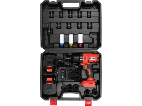 Scule electrice cu acumulator - YATO 18V IMPACT TOOL SET: IMPACT WRENCH AND SOCKETS - 2X BATTERY 3 AH