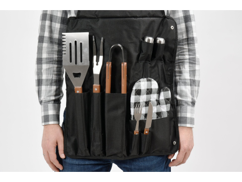 BBQ NYLON APRON WITH 8PCS ACCESSORIES [7]