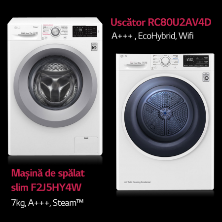 Mașină de spălat LG F2J5HY4W, 7kg, 6 Motion Direct Drive™, Clasa A+++, Steam™, NFC SmartThinQ [0]
