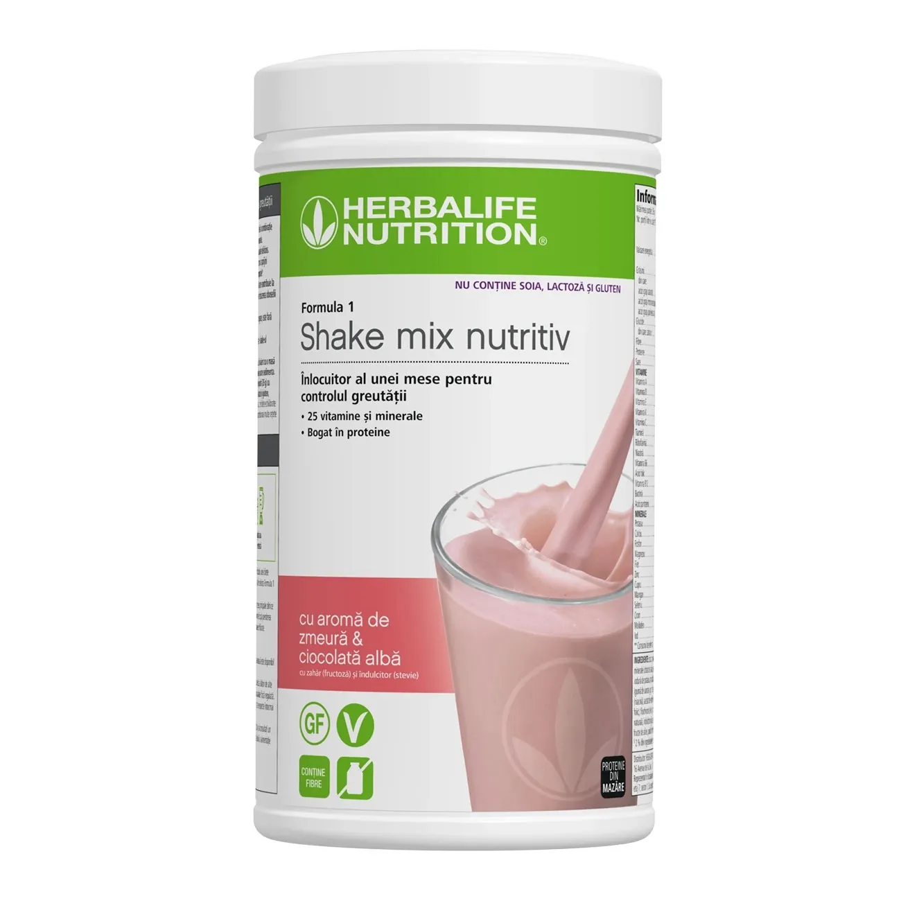 Shake Formula 1 Fără alergeni Zmeură și ciocolată albă Herbalife 500g