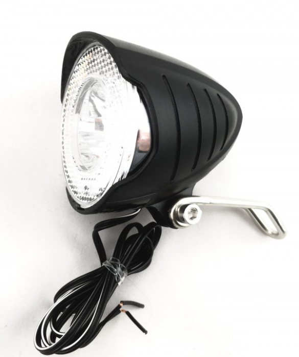 Far clasic Jet L257, pentru dinam in butuc 2,4W / 6V, 1 led 1W / 25 Lux, cu intrerupator, cablu si suport, [3]