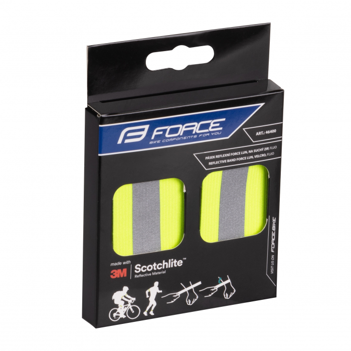 Banda reflectorizanta Force Lun Velcro, fluo [2]