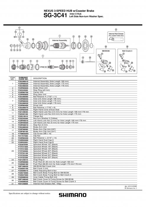 Coronita / Colivie cu bile Shimano Nexus 3 SG-3C41 J (7/32" x 8) [2]