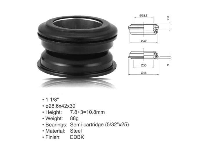 Cuvete semi-integrate Author ACO-HS24, Ø42 mm, 1 1/8'' inch Ahead, rulmenti [2]