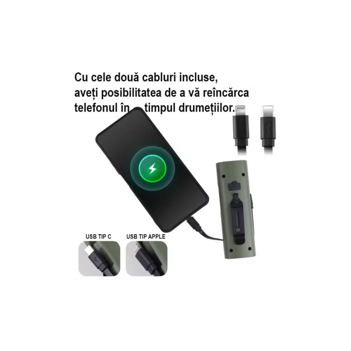 Far reincarcabil Fivestars Power Light PBL-6400, powerbank 6400 mAh, USB Type-C, kaki [4]