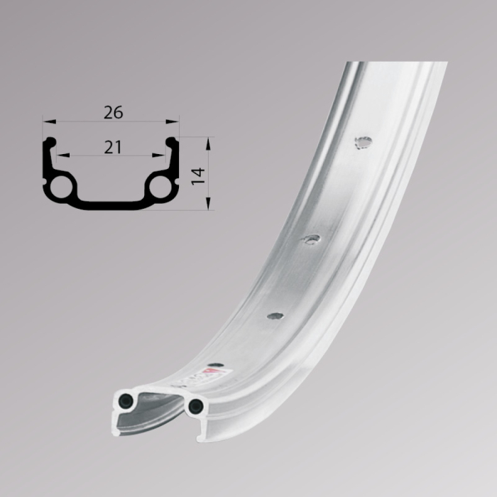 Janta Remerx RMX 21/V-brake, 559x21 (26x1,75), simpla, 36H, pentru valva AV, aluminiu, argintie [2]