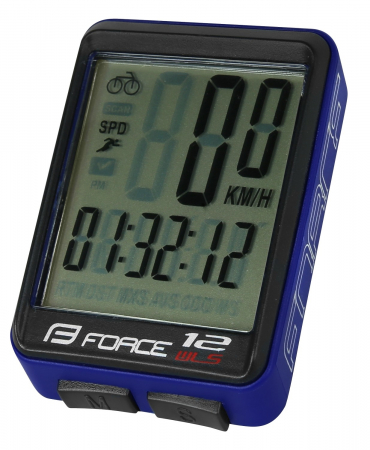 Kilometraje - Ciclocomputer Force 12F fara fir albastru
