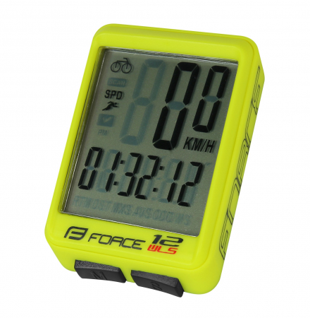Kilometraje - Ciclocomputer Force 12F fara fir galben fluo