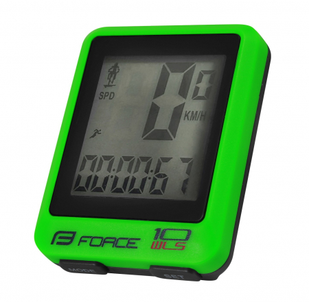 Kilometraje - Ciclocomputer Force WLS 10F fara fir verde fluo