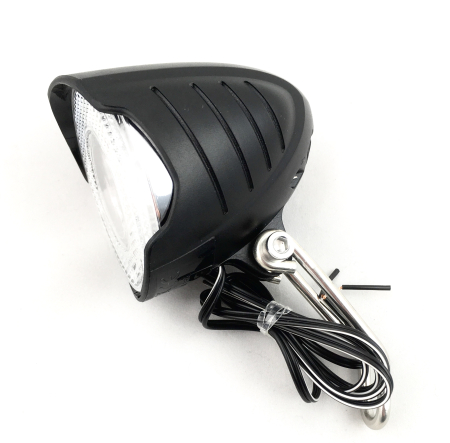 Far clasic Jet L257, pentru dinam in butuc 2,4W / 6V, 1 led 1W / 25 Lux, cu intrerupator, cablu si suport, [1]