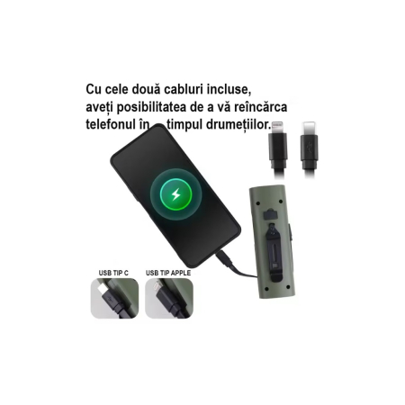 Far reincarcabil Fivestars Power Light PBL-6400, powerbank 6400 mAh, USB Type-C, kaki [3]