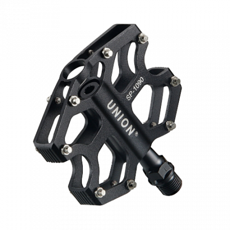 Pedale - Pedale Union SP-1090 aluminiu extrudat negru + CNC, ax Cr-Mo, platforma, rulmenti capsulati AM