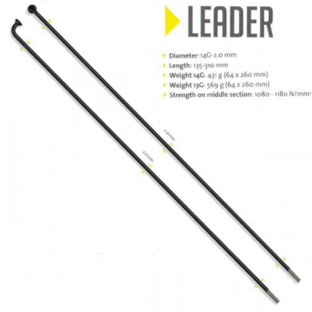 Roti - Spita Sapim Leader 2.0, negru, inox / stainless, diferite marimi