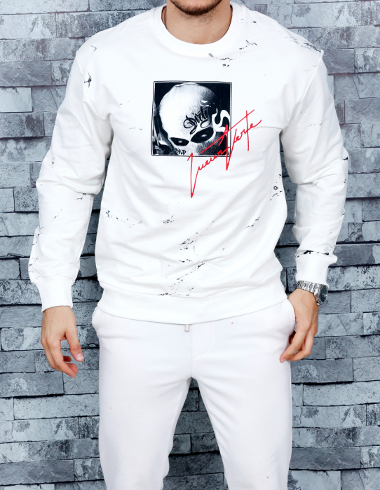 bluza alba model piept si spate negru rosu [3]