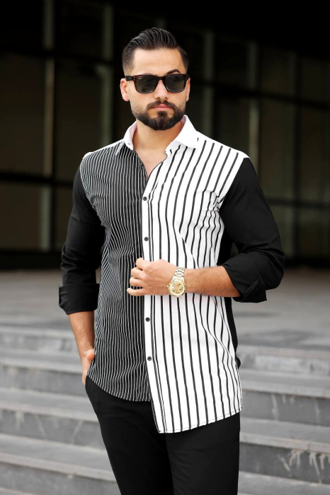 Camasa luxury cu dungi  asimetrica [2]