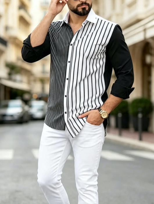 Camasa luxury cu dungi  asimetrica [2]