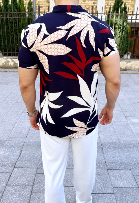 camasa maneca scurta frunze fashion [3]