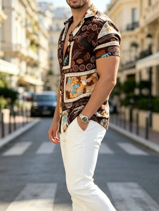 Camasa maneca scurta maro fashion 4 [2]