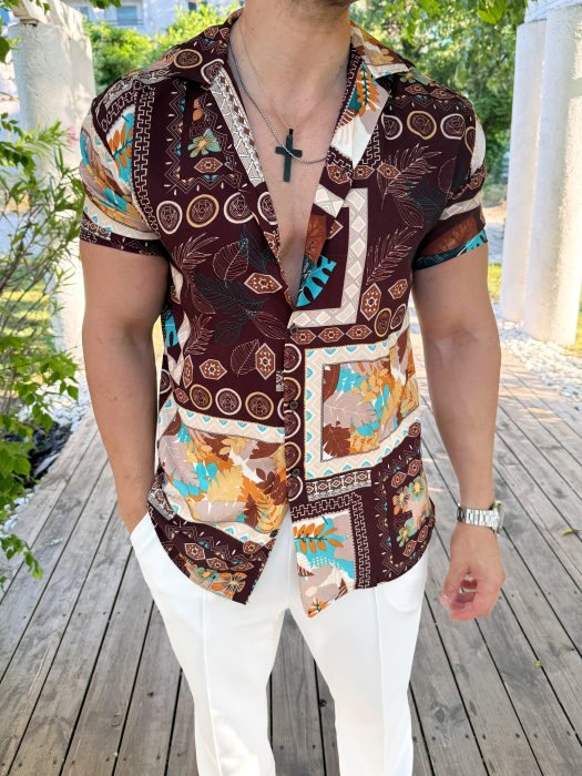 Camasa maneca scurta maro fashion 4 [2]