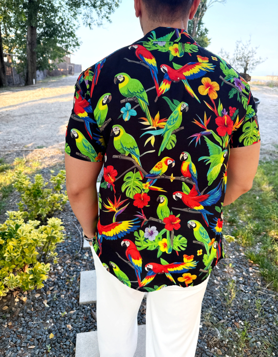 camasa maneca scurta neagra tropical 22 [4]