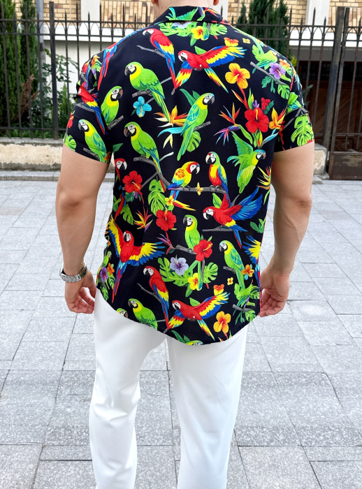 camasa maneca scurta neagra tropical 22 [4]