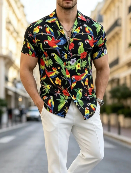 camasa maneca scurta neagra tropical 22 [2]