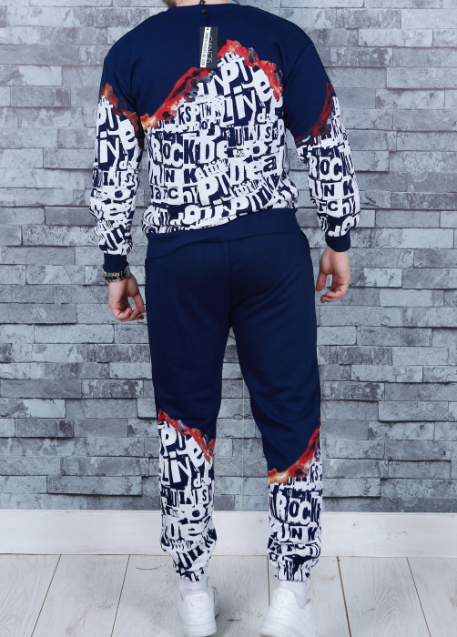 trening barbati casual albastru model alb [3]