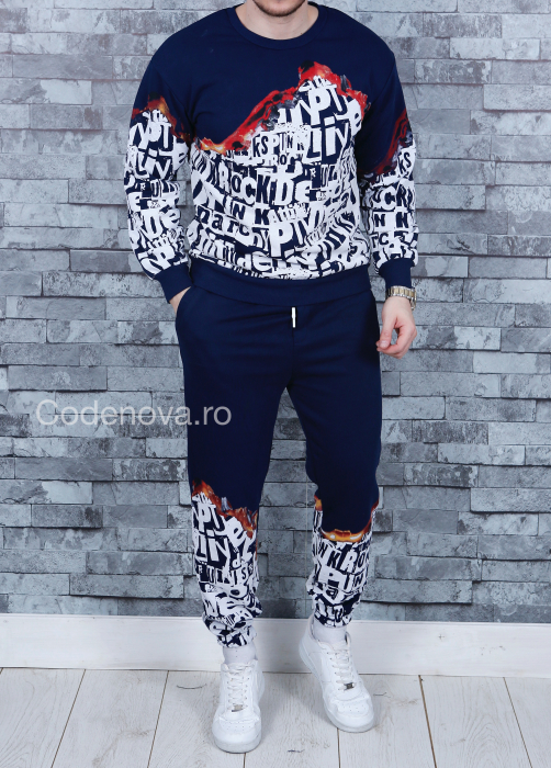 trening barbati casual albastru model alb [2]