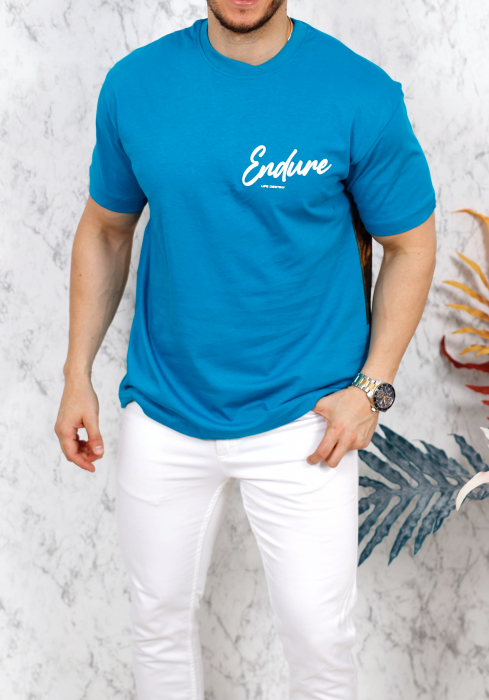 tricou enduro albastru imprimeu spate flower [2]