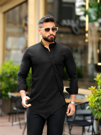 Camasi Luxury - Camasa neagra asimetrica