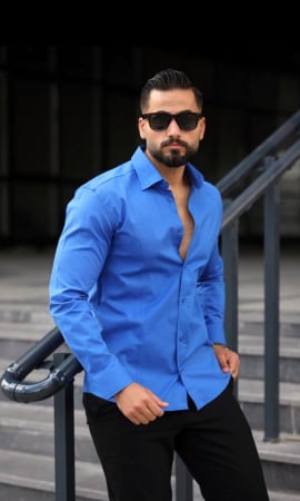 Camasi Luxury - Camasa slim fit albastra eleganta