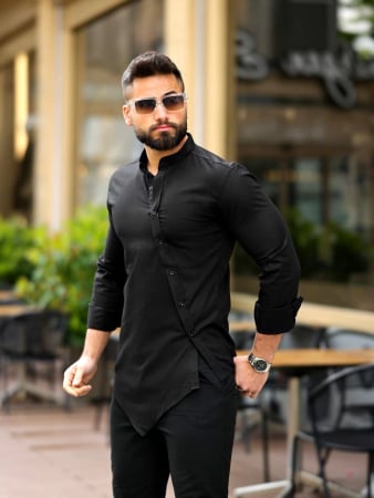 Camasi Luxury - Camasa neagra asimetrica