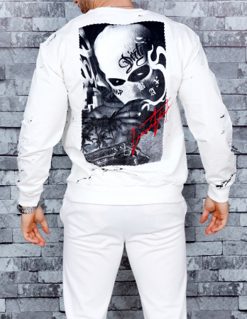 bluza alba model piept si spate negru rosu [1]