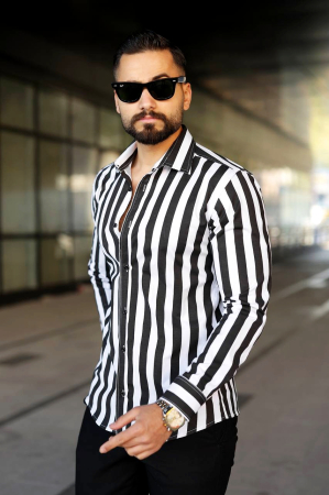 Camasa dungi verticale alb-negru [1]