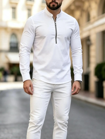 Camasi Luxury - camasa alba fermoar piept