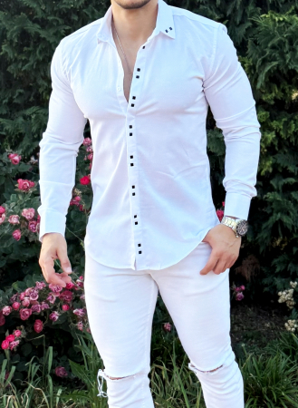 camasa alba nasturi negri model star [2]
