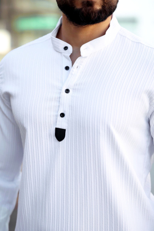 Camasi Luxury - camasa alba nasturi pana la jumatate guler tunica