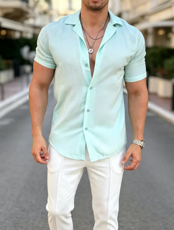 Camasi Luxury - camasa maneca scurta turcoaz