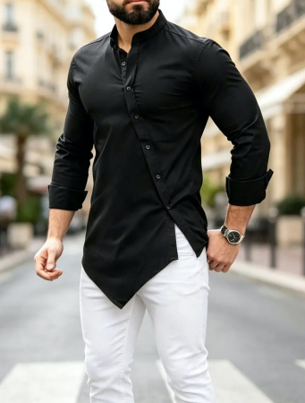 Camasi Luxury - Camasa neagra asimetrica