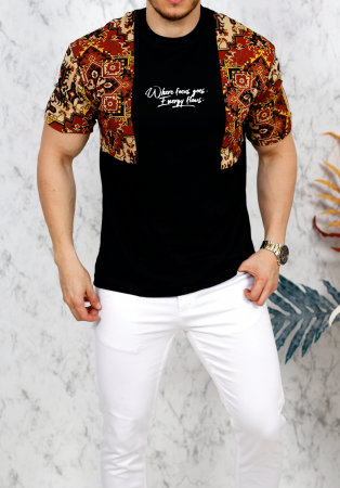 camasa neagra imprimeu piept si umeri flow [1]