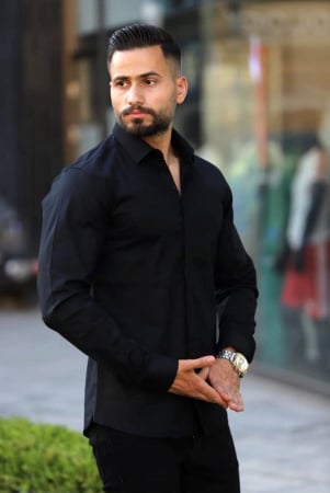 Camasi Luxury - Camasa slim fit neagraa clasica