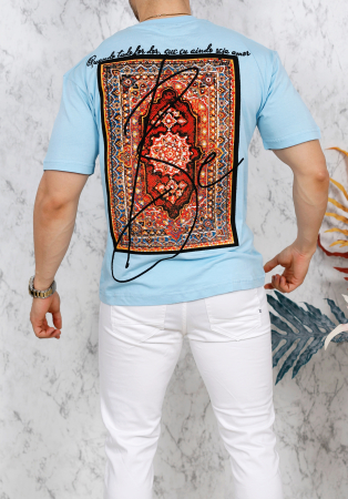 tricou fashion albastru deschis model piept si spate [1]