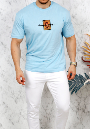 tricou fashion albastru deschis model piept si spate [2]