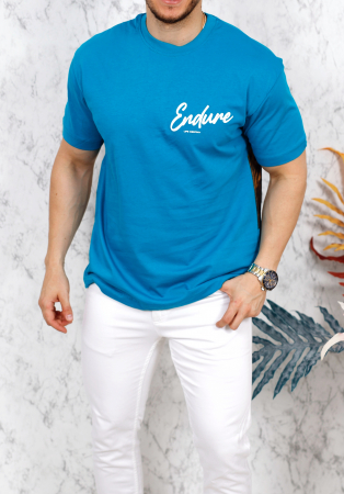 tricou enduro albastru imprimeu spate flower [1]